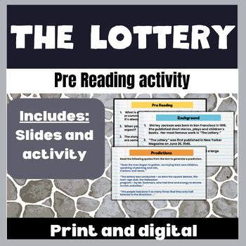 the lottery pre reading activities|Day 1 of “The Lottery” .